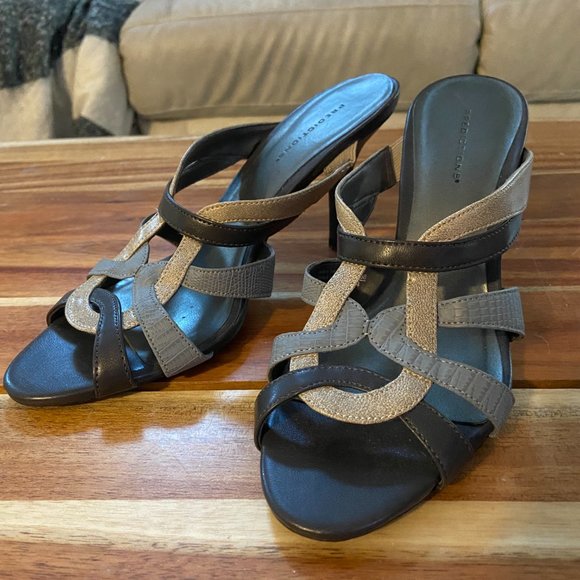 Taupe, brown & Grey Low-Heeled Sandal - Picture 2 of 2